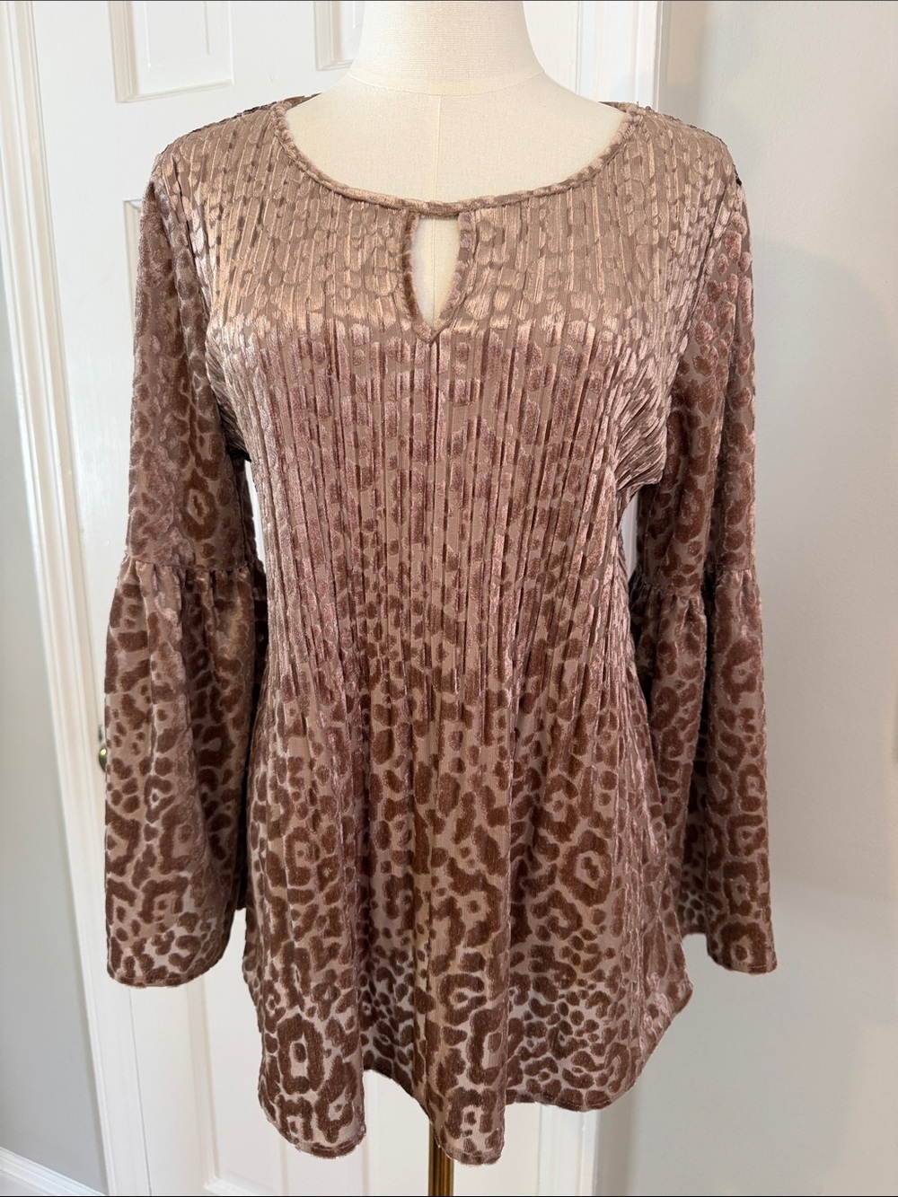 Investments Whimsical Romantic Enchanted Velvet Burnout Tunic Bell Sleeve - Picture 3 of 8